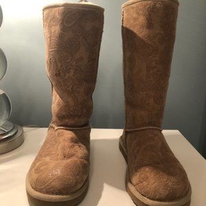 Beige Paisley Ugg Boots